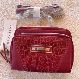MINI WALLET Kenneth Cole Reaction Red Small Crossbody CROC Handbag NWT 4x6